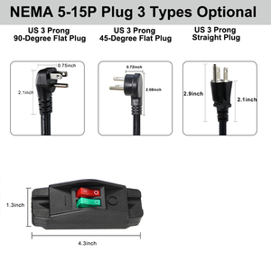 Cable de alimentación con divisor en Y y enchufe en ángulo de 45 grados NEMA 5-15P con interruptor de encendido/apagado dual independiente y salida IEC C5 - Product Image 2