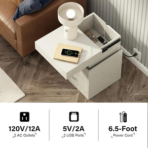 Tùy chỉnh màu sắc hiện đại thông minh cạnh giường ngủ bảng nachttisch với sạc điện thoại di động LED ánh sáng đa chức năng phòng ngủ nhà sử dụng - Product Image 4