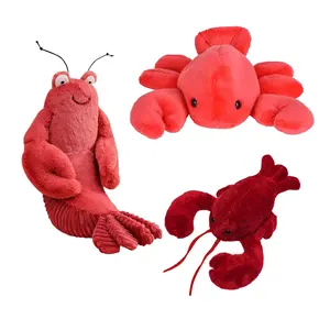 Pelúcia Lagosta Recheada Animal Macio Huggable Big Eyes Red Lobster Decor, Brinquedo de pelúcia adorável, Cute Marine Sea Life Cuddle Gift