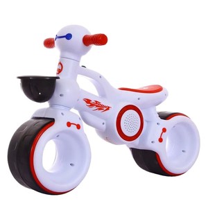 Kids Balance Bike Electric With Light Up Music Storage Basket 1-3 Years Unisex White Red - Product Image 1