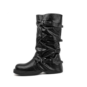 2024 Vente Chaude <span class=keywords><strong>Bottes</strong></span> <span class=keywords><strong>Western</strong></span> <span class=keywords><strong>Femme</strong></span> à Revers Pliable, Talon Carré Épais, Style Drapé, Mollet Empilé, Cavalier, Vente en Gros - Product Image 6