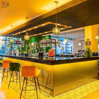Comptoir de caisse en verre et pierre de haute qualité au design LED moderne et épuré pour restaurant, bar à domicile et club