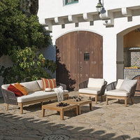 PurelyFeel nordique extérieur canapé cour en bois massif rotin chaise longue Villa hôtel extérieur Table basse meubles en bois de teck