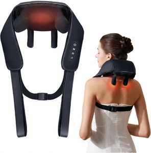 Electric Neck Massager Heating Function Deep Tissue Kneading Wireless Remote Control USB Rechargeable Portable Massage Cushion - Product Image 1