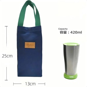 Bolsa de lona impermeable con funda aislante para tazas, bolsa de almacenamiento de viaje azul para mujer - Product Image 2