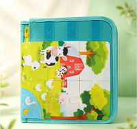 Livre en feutre pour tout-petits, livre silencieux sur le thème de la ferme, livre d'activités en feutre bleu, facile à transporter, jouets pour enfants