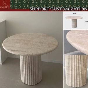GOLDKING Travertijn Eettafel Beige Ronde Stenen Tafel voor Moderne Keuken Op Maat Gemaakt Elegant Huismeubilair - Product Image 3