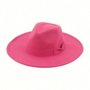 Sombreros Fedora de Moda para Mujer con Lazo Grande, Borde Plano y Corazón de Durazno, Novedad Primavera-Otoño - Product Image 5
