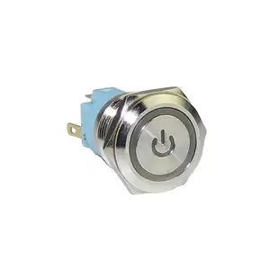 19mm Biểu Tượng Quyền Lực Chiếu Sáng 220 Volt Chống Thấm Nước Đẩy Nút Chuyển Đổi