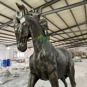 Scultura in metallo grande rame ottone salto in arabia scultura di cavallo Custom Home Garden Art a grandezza naturale - Product Image 2