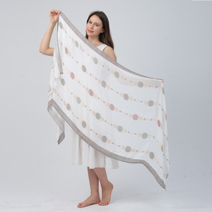 Vente en gros 2026 Dernier modèle de châle en <span class=keywords><strong>coton</strong></span> brodé, style ethnique, doux, long, hijab en viscose jacquard pour femmes musulmanes de Dubaï - Product Image 5