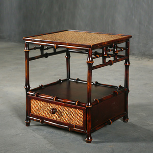 Handmade <b>Bamboo</b> Coffee <b>Table</b> Chinese Style Antique Design Rattan Top With Drawer For Living Room Home Use - Product Image 1