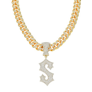 Collar de Hombre Estilo Hip Hop, Cadena Cubana con Diamantes, Colgante con Letra S, Accesorios de Moda Geométricos - Product Image 1