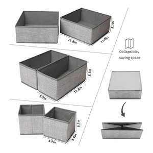 Paquete de 4 organizadores de armario de tocador de tela plegable cuadrada y contenedores de almacenamiento divisores de cajón para organizador de ropa interior de calcetín - Product Image 2