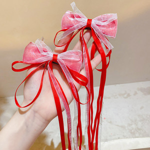 Handmade Ngọt Ngào Phong Cách Bow Ribbon Tóc Phụ Kiện Tóc Clip Cho Các Bên Cho Cô Gái Giản Dị Giáng Sinh Bện Mũ - Product Image 5