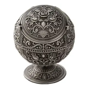 Metal Castle Ball Ashtray Windproof Cover Business Gifts Hotel Living Room Coffee Table Decoration