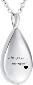 Collier Urne Goutte d'Eau Gravée pour Cendres d'Animaux de Compagnie, Pendentif Commémoratif Simple, Bijou Souvenir de Crémation, Cadeau Personnalisé - Product Image 2