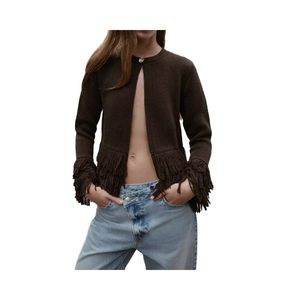 PB & ZA เสื้อ2025เก๋ๆวินเทจแขนยาวถักเสื้อกันหนาวมีกระดุมพู่ - Product Image 4