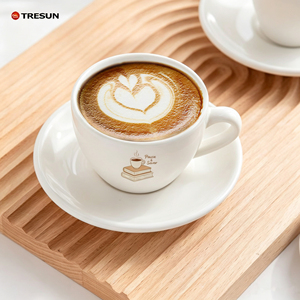 Personalised Customize logo Ceramic White <b>Cup</b> Saucer Set Thick <b>Espresso</b> <b>Cup</b> 80 ml White Thick Coffee <b>Cup</b> - Product Image 2