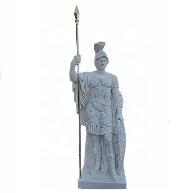 JK patung prajurit marmer putih, patung tokoh taman Eropa, patung tentara Romawi