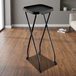 2025 New Wally Beauty Black Stainless Steel Modern Easy Moving Salon Furniture <b>Foldable</b> Tray Trolley <b>Cart</b> for Living Room - Product Image 3