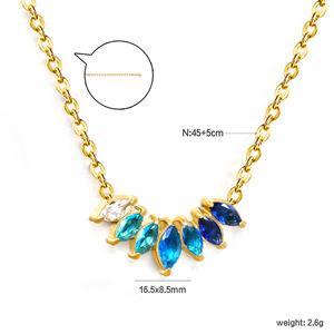 Collar de Zirconia Estilo Europeo para Mujer, Geométrico, con Cristales de Colores en Engaste de Bisel, para Uso Diario, Joyería de Acero Inoxidable - Product Image 5