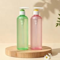 Bouteille cosmétique ronde en plastique colorée pour animaux de compagnie, 320 ml, vide, pour soins de la peau, shampoing, avec pompe blanche, modèle 63