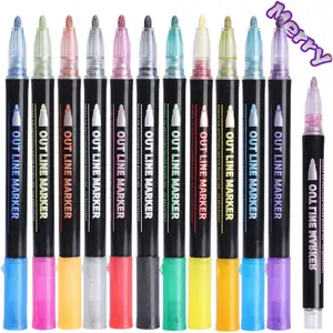 12pcs/set Metal Paint Marker Pen Diy Album Scrapbooking Outline