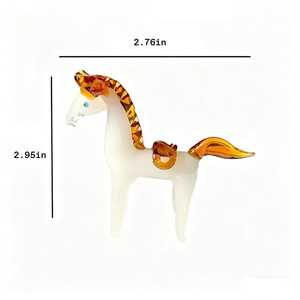 Figura de Caballo de Vidrio Soplado con Crin y Cola Doradas, Estatua de Animal de Cristal Blanco de 2.76x2.95 Pulgadas, Decoración de Escritorio - Product Image 2