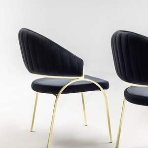 Silla de Comedor Moderna de Metal, Tapizada en Negro, Patas de Acero, Muebles para el Hogar y Villas - Product Image 6