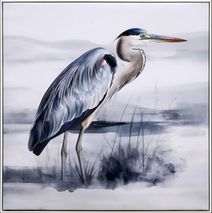 <span class=keywords><strong>Peinture</strong></span> sur toile encadrée personnalisée en aquarelle d'héron bleu-gris, art animalier côtier, décoration murale animale - Product Image 3