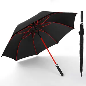 Parapluie de golf avec logo imprimé, 27 pouces, poignée EVA, cadre de couleur, automatique, grand, droit, tempête, vente en gros, usine chinoise