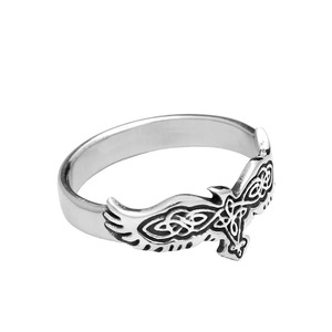 yunnique Stainless Steel Men's <b>Ring</b> Cross Raven <b>Celtic</b> Knot Design Jewelry Gift For Men - Product Image 5