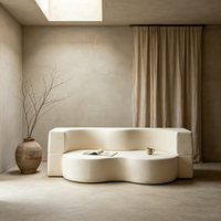 Canapé OEM en tissu floqué doux et compressé, sans assemblage requis, idéal pour salon, appartement et villa