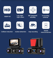 Boîte noire de voiture 4 canaux 1080P, caméra de tableau de bord WiFi 360 degrés, enregistreur de conduite de taxi, vision nocturne, 4 caméras DASHCAM