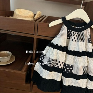 Child Star Circle Girls Summer Patchwork Polka Dot Halter Dress Breathable Princess Style - Product Image 2