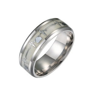 Anillo de Pareja de Acero Inoxidable con Electrocardiograma Luminoso Azul Naranja, Anillos con <span class=keywords><strong>Latidos</strong></span> del Corazón que Brillan <span class=keywords><strong>en</strong></span> <span class=keywords><strong>la</strong></span> <span class=keywords><strong>Oscuridad</strong></span>, Venta al por Mayor de Fábrica - Product Image 3