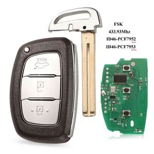 现代IX35 PCF7953 Hitag2 ID46维纳伊兰特7952芯片3按钮434兆赫FSK智能遥控钥匙