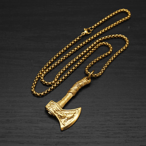 Collar con Colgante de Hacha de Batalla Vikinga Nórdica Punk Vintage, Acero Inoxidable Resistente al Agua y al Deslustre, Joyería de Moda para Hombre 2025 - Product Image 3