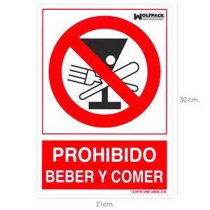 Segnale Proibito di Bere o Mangiare 21x 30 (H) cm. - Product Image 1