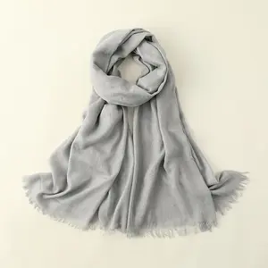 Solid color cotton and hemp scarf female art sunblock viscose rayon scarf small bib beach long strip scarf