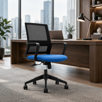 Chaise de bureau élégante pivotante ergonomique à hauteur réglable avec base en nylon et dossier en maille rouge pour usage domestique