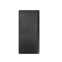 Dompet Kulit Panjang Pria Model Vintage Custom Grosir Tahan Lama Portabel Motif Solid Hitam Gesper Terbuka Kantong Koin PU RFID untuk Kartu Kredit