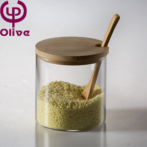 <span class=keywords><strong>Set</strong></span> di vasetti di vetro giapponese con coperchio in legno di bambù accessori per la cucina per la conservazione del succo di condimento di sale e zucchero - Product Image 5