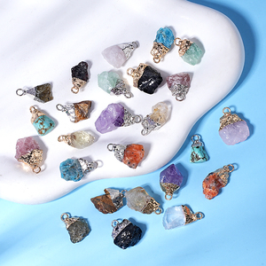 Ciondolo in cristallo <span class=keywords><strong>naturale</strong></span> con bordo irregolare e finiture in argento dorato, accessori per la creazione fai-da-te di collane, bracciali e orecchini. - Product Image 4