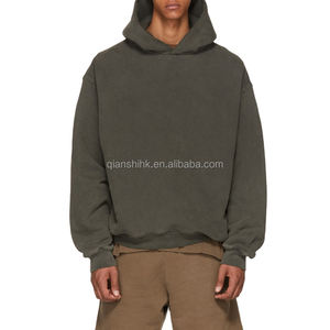 Baggy recadrée hommes sweats à capuche unisexe Streetwear blanc personnalisé bouffant sweat à capuche imprimé haute qualité français éponge lourd à capuche - Product Image 1