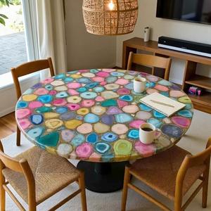 Semi Precious Stone Side Tables for Living Room Modern Multicolor Agate Mix Agate Coffee End Table Custom <b>Furniture</b> <b>Home</b> <b>Decor</b> - Product Image 3