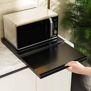 Étagère de cuisine blanche rétractable en métal pour micro-ondes, cuiseur à riz et four, avec rangement pour pâtissiers - Product Image 5
