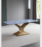 Centre de Table en marbre naturel, 4/6/8 places, avec jambes en or brossé, meubles de salle à manger, vente en gros
