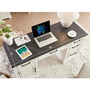 Modern Designed Milky White <strong>Desktop</strong> Office Desk Chair Set Special-Purpose Staff Desk <strong>Drawer</strong> Lock Government Administrative <strong>Unit</strong> - Product Image 1